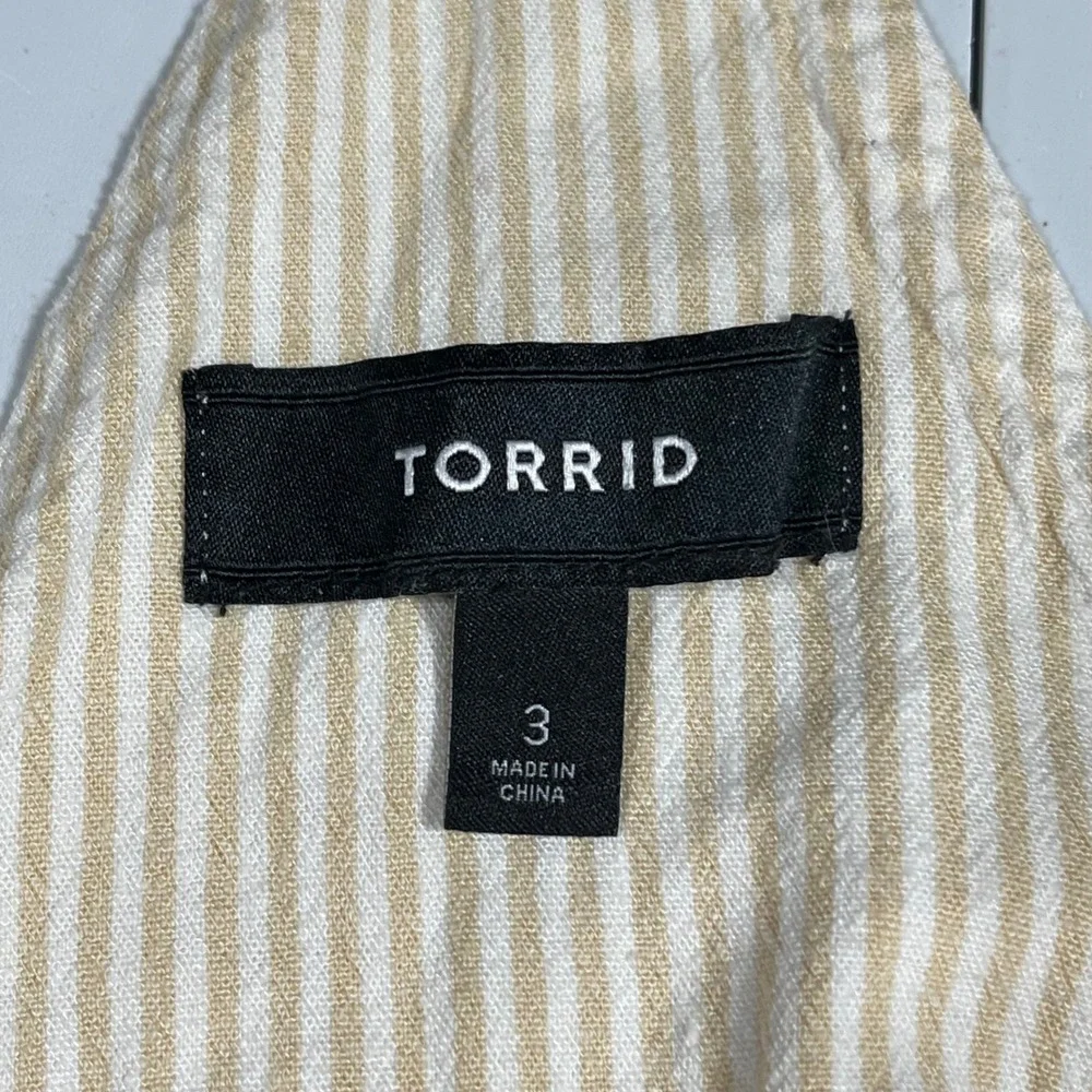 Torrid Gardening Coastal Beachy Striped Linen Blend Overalls Womens 3X Fisherman